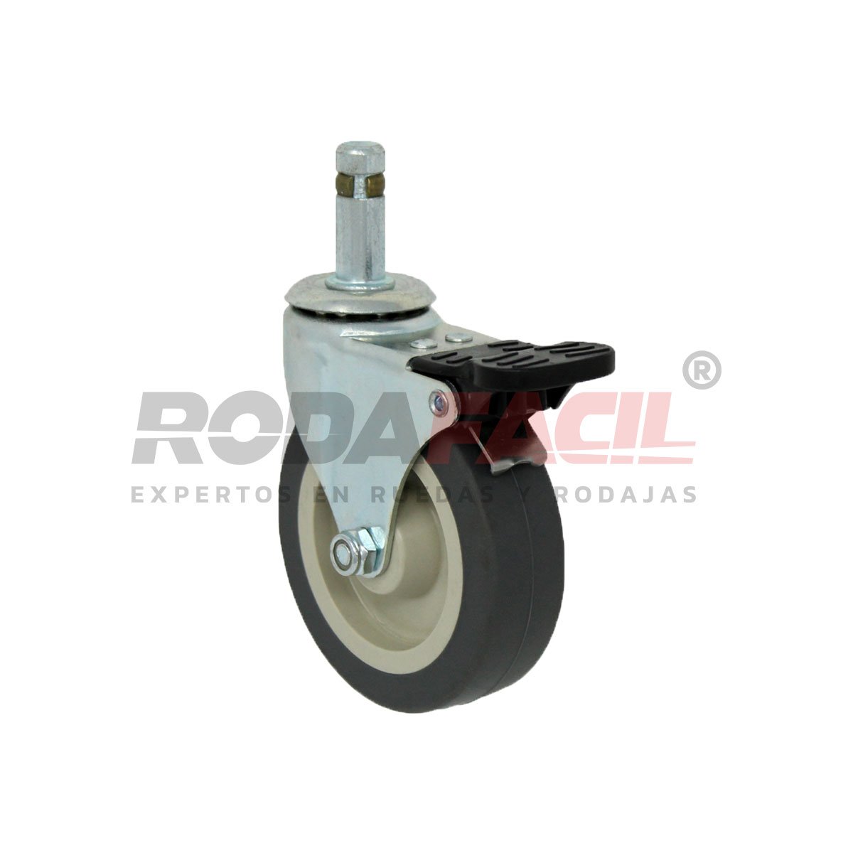 Rodaja giratoria de 3", rueda de hule termoplástico freno frontal