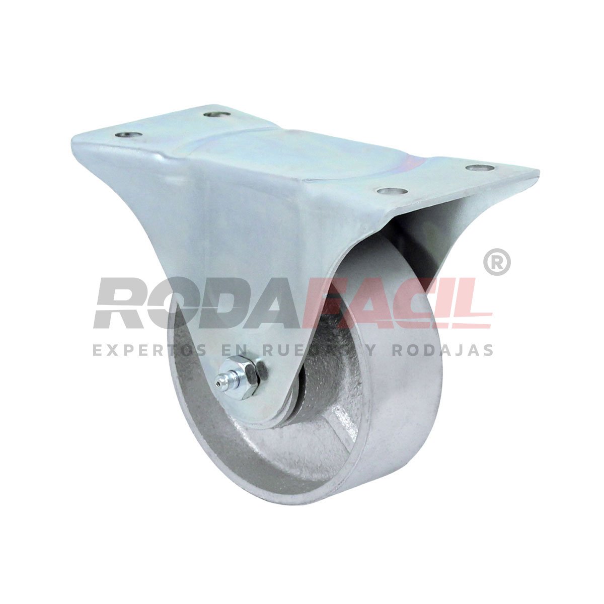 Rodaja fija de 4", rueda de fierro con placa fija, servicio ligero.