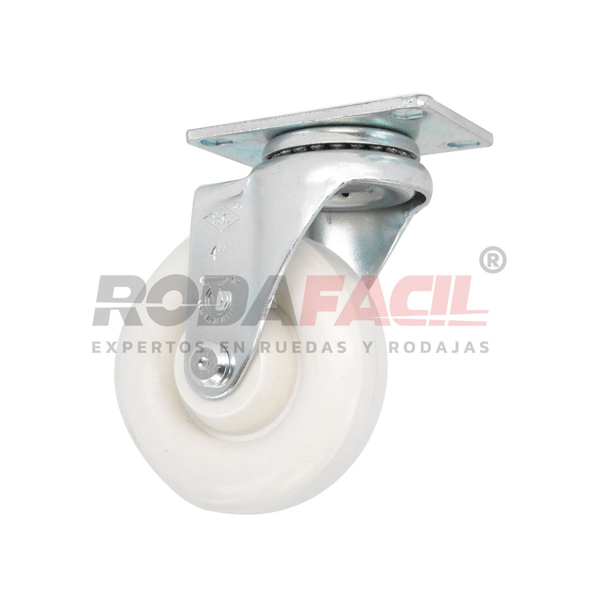 Rodaja giratoria de 4", rueda de plástico, servicio medio ligero