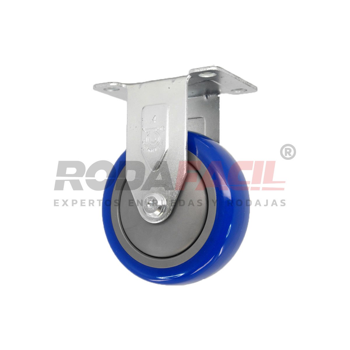 Rodaja fija de 4", rueda de poliuretano, servicio medio ligero