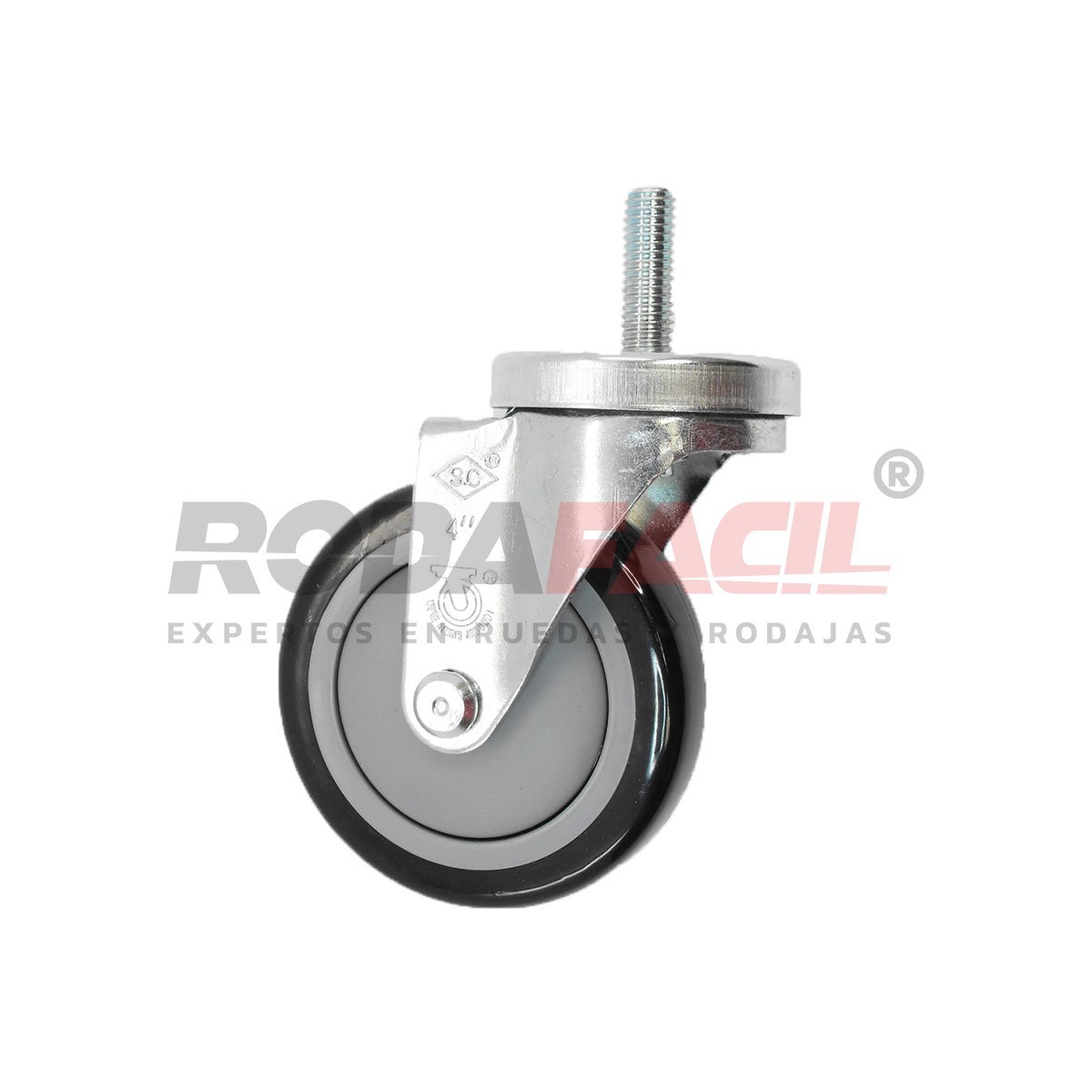 Rodaja giratoria de 4", rueda poliuretano, servicio medio ligero